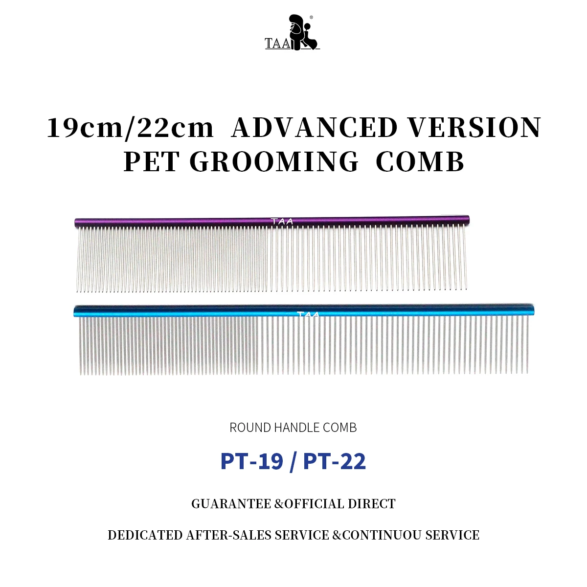 Taa Itta Professional Dog Comb with Q-Bouncy and Cute Design for Pet Grooming in Colorful Aluminum Straight Rows