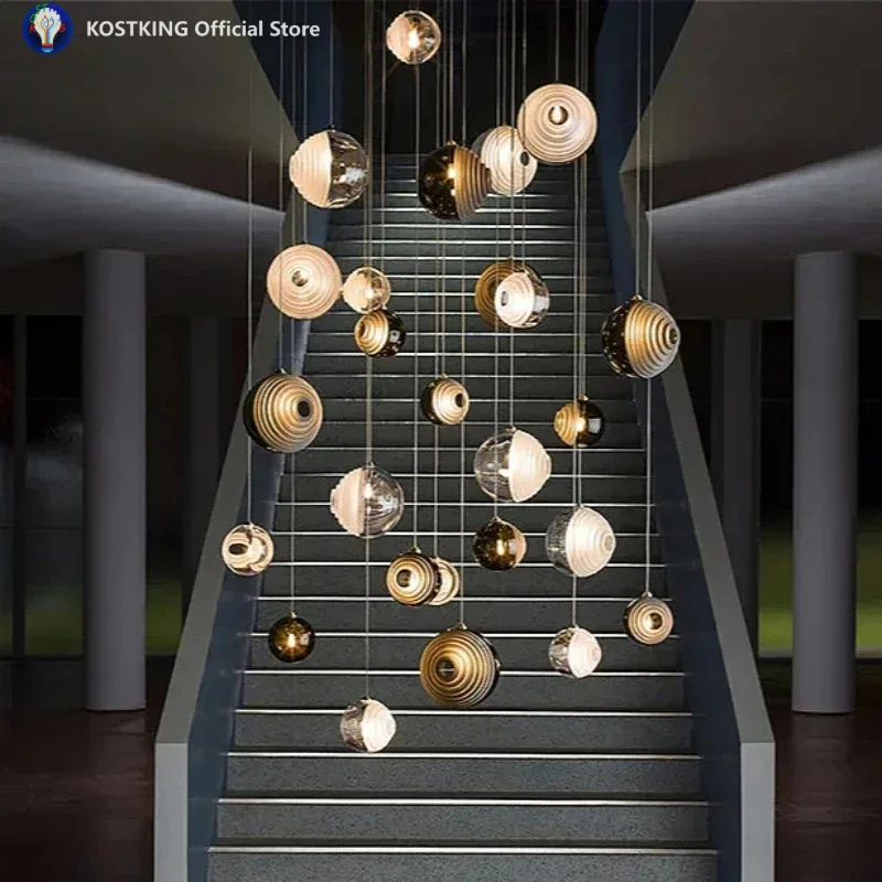 

Modern Living Room Dining Room Glass Crystal Chandelier Home Decoration Design Creative Bedroom Bedside Lamp Villa Stair Lamp