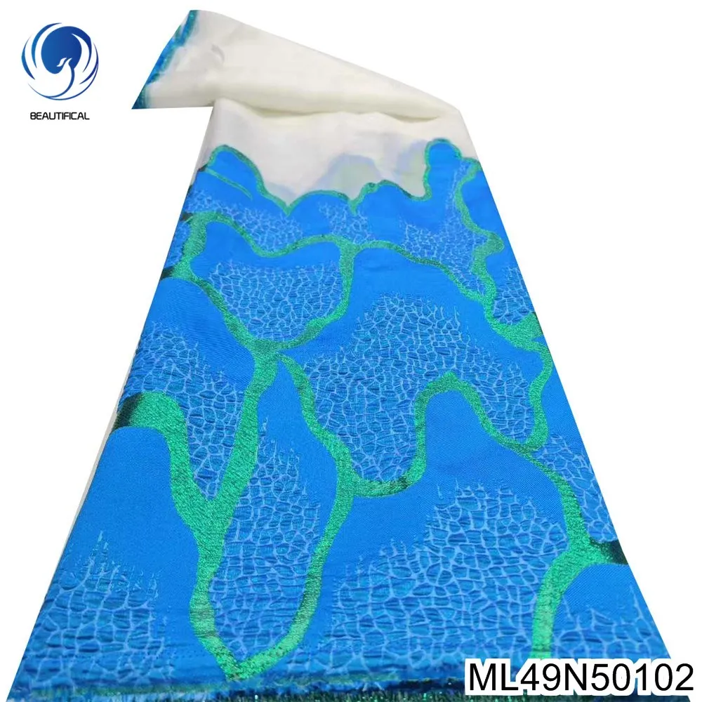

2025 New High-quality Nigerian African Jacquard, Exquisite and Beautiful Blue Lace French Wedding Dress Fabric ML49N501
