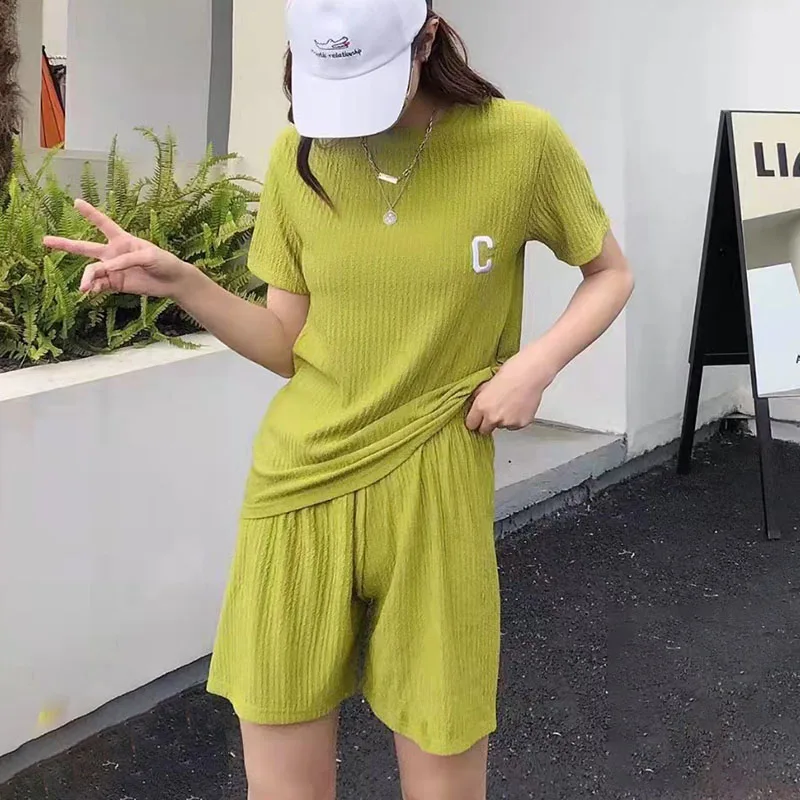 Summer Women Clothes 2 Piece Sets O-neck T-shirts+Shorts Matching Suit Sportswear Ladies Casual Loose Tracksuit Fashion Outfits