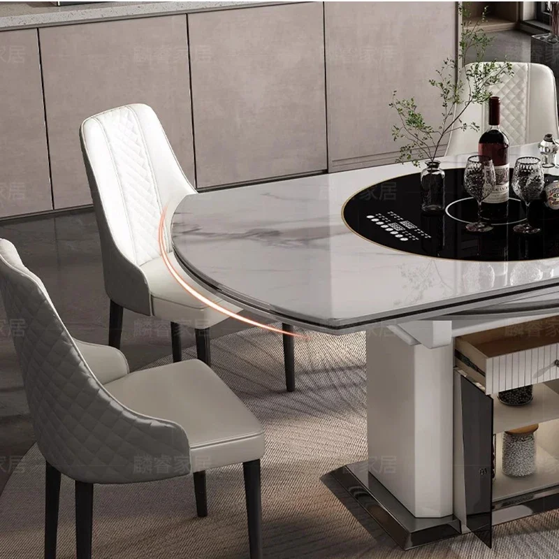 

Round Table Restaurant Tables Rectangular Dining Luxury Ceramic Reception Multifunction Home Mesa Plegables Kitchen Marble