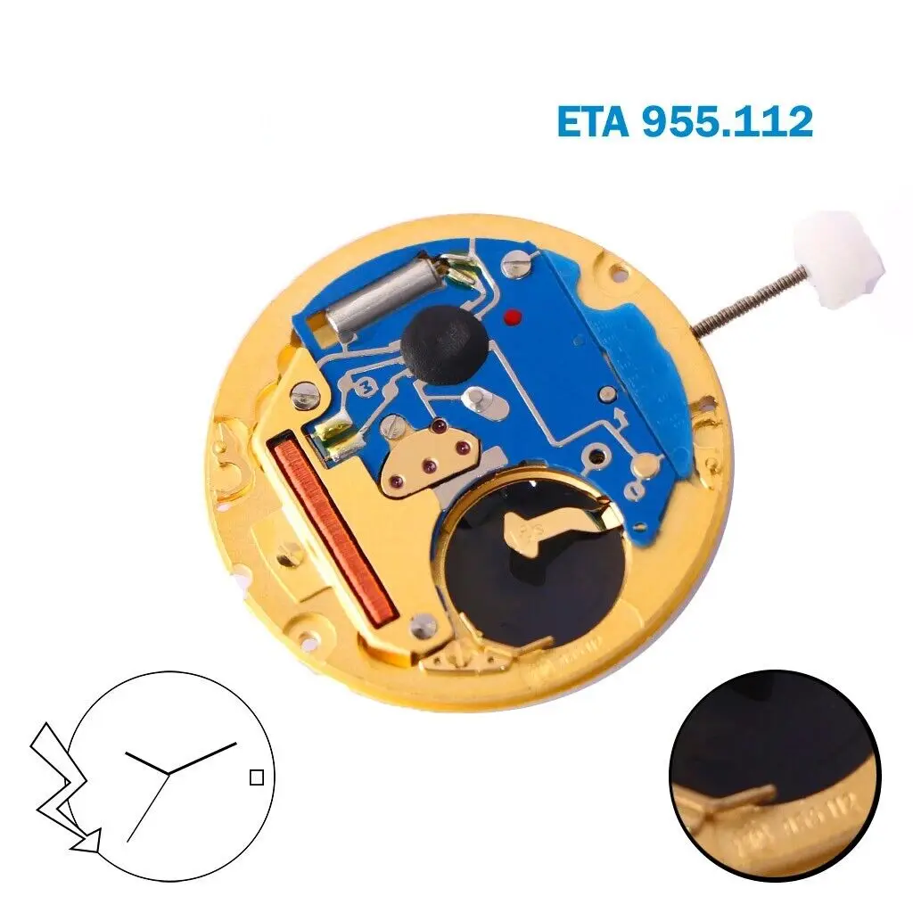 

955.112 Movement ETA 955.112 Movement White Date Disk at 3, 3 Hands, 7 Jewels Brand New Original movement