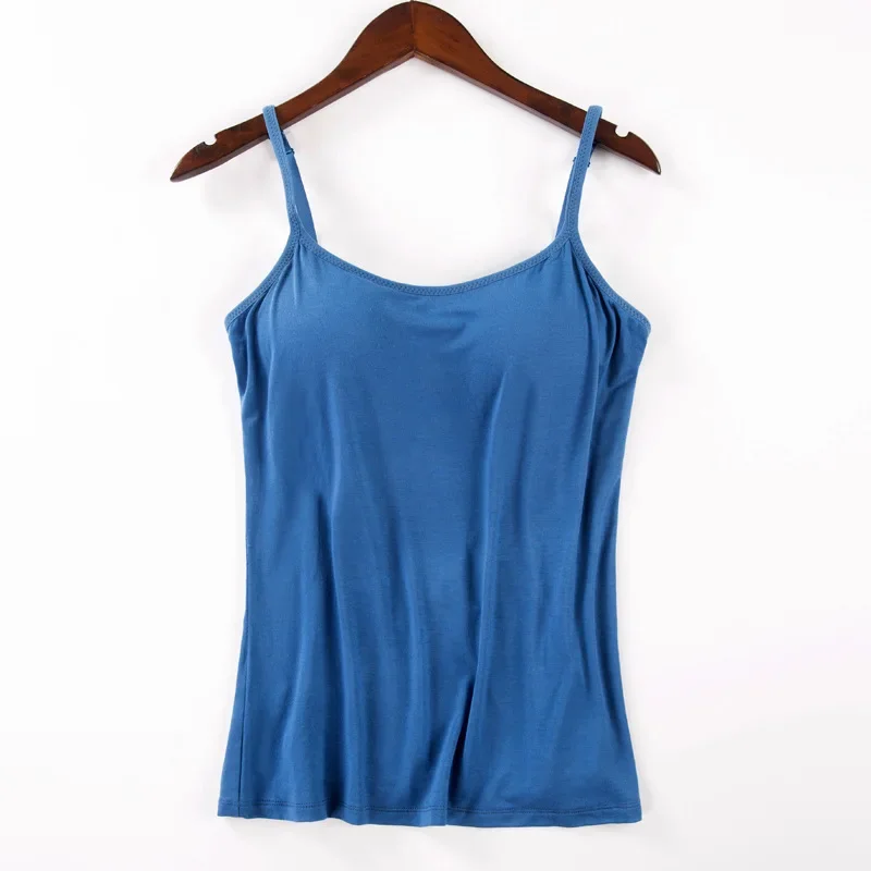 Vrouwen Gewatteerde Soft Casual Bh Tank Top Vrouwen Spaghetti Cami Top Vest Vrouwelijke Hemdje Met Ingebouwde Beha Zomer ademend Tops