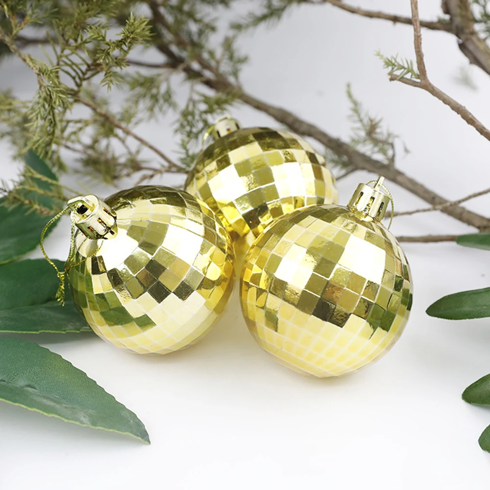 Gold Plastic Mirror Balls,  Party Decoration Hanging Christmas balls Cake Decorations Ball for Christmas Tree Decoration