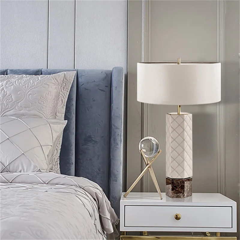 BERTH Postmodern Table Lamp Fashion LED Desk Light Leather Simple for Home Bedroom Living Room Decor