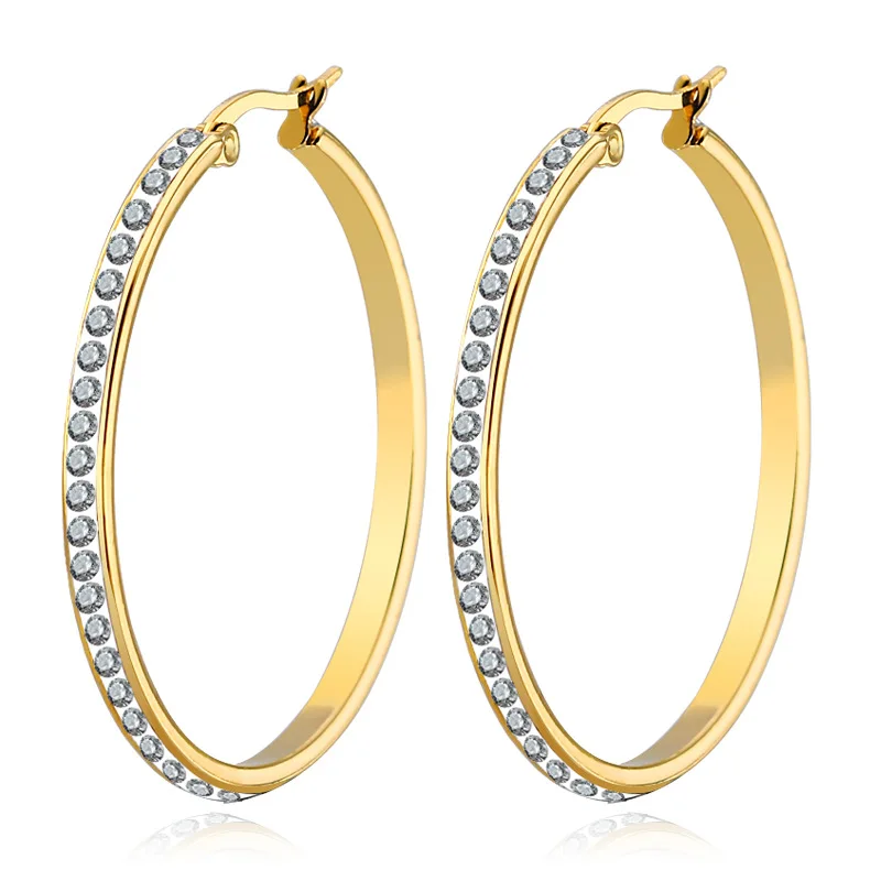 

Bxzyrt Fashion Hoop Earrings With Rhinestone Circle Earrings Simple Earrings Big Circle Gold Color Loop Earrings For Women