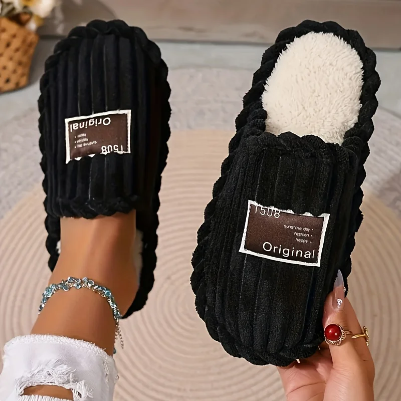 Women's Slippers Non-Slip Home Cotton Slides Keep Warm Plush Shoes Winter Fashion Slippers Comfortable Women's Shoes Fur Lining