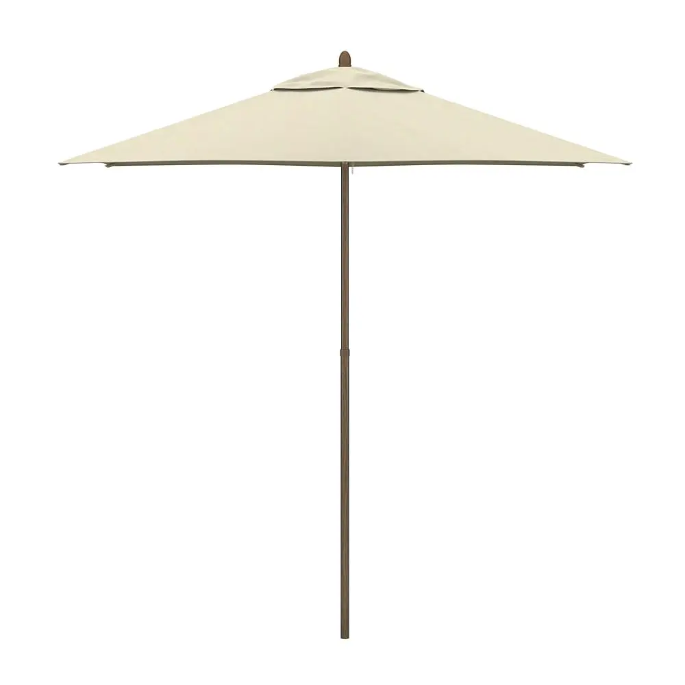 

9' Rd Faux-Wood Market Patio Umbrella With Push Open Pin Stop, Antique Beige