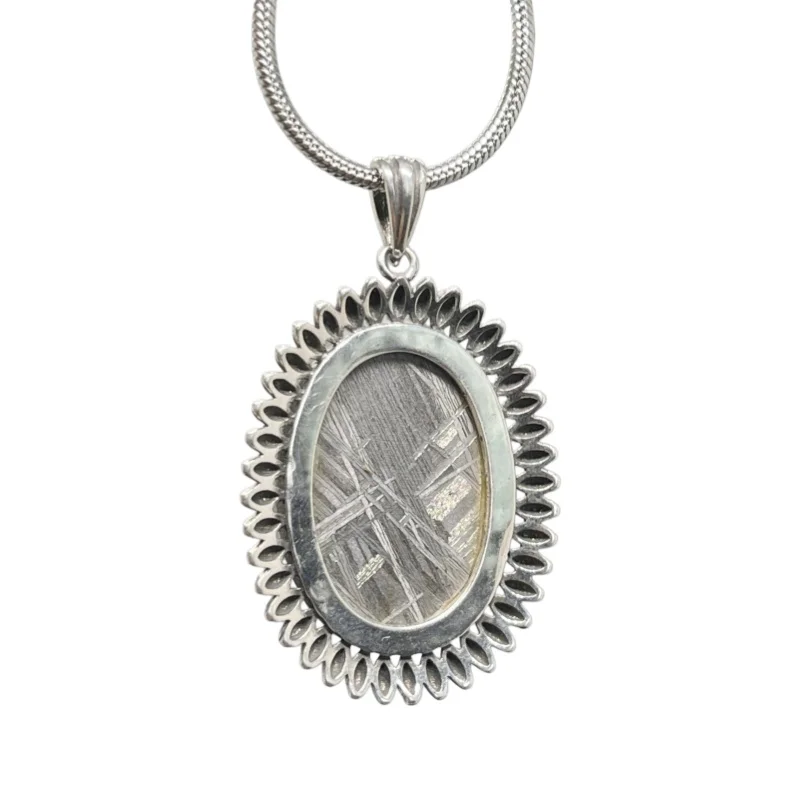 6g Gibeon Meteorite Pendant Oval Shape Natural Iron Meteorite Slice Necklace Mineral Collection Jewelry Gift -LK313