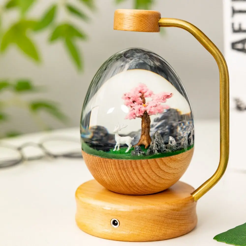 Creative Forest Deer Micro Landscape Sculpture Ornament Beech Wood Black Walnut Desktop Decoration Crafts Gift