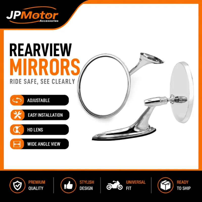 Vintage Classic Car Silver Round Side Mirror Retro Front Rear Rearview Mirror For Chevy Corvair Biscayne Exterior Accessories