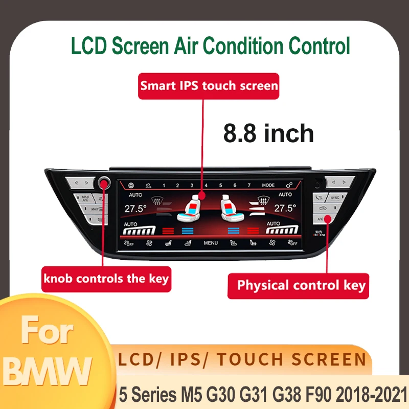 

LCD Digital Air Conditioning Control For BMW 5 Series M5 G30 G31 G38 F90 2018-2021 AC Panel Display Screen Touch