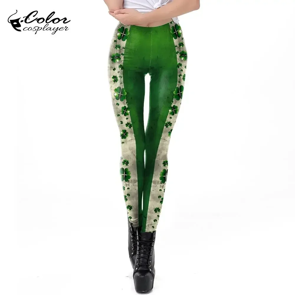 St Patrick's Day คริสต์มาสสําหรับสตรีใหม่ปีกางเกงขายาว 3D ออกแบบลูกไม้ฤดูหนาว Legging เสื้อผ้าคริสต์มาส