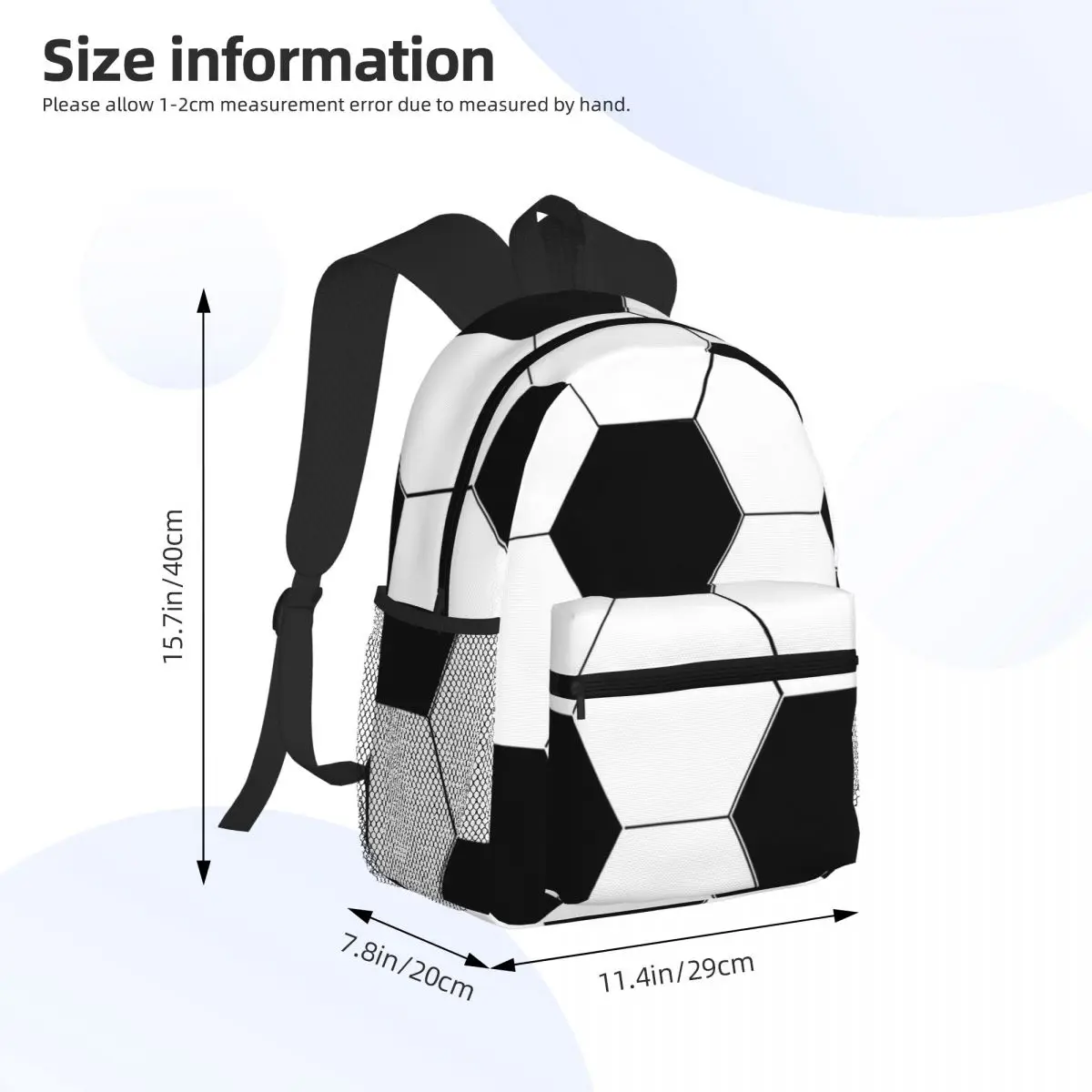 Man Cave Soccer Ball Football Design Student Backpack School Bag Hiking Travel Daypack for Men Women Bookbag Shoulder Bags