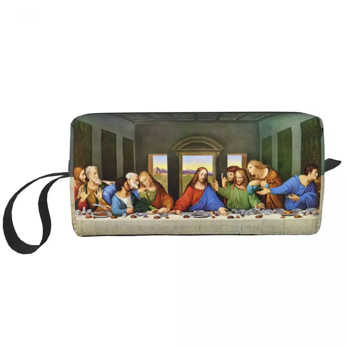 Custom The Last Supper Toiletry Bag Women Leonardo Da Vinci Cosmetic Makeup Organizer Ladies Beauty Storage Dopp Kit Box