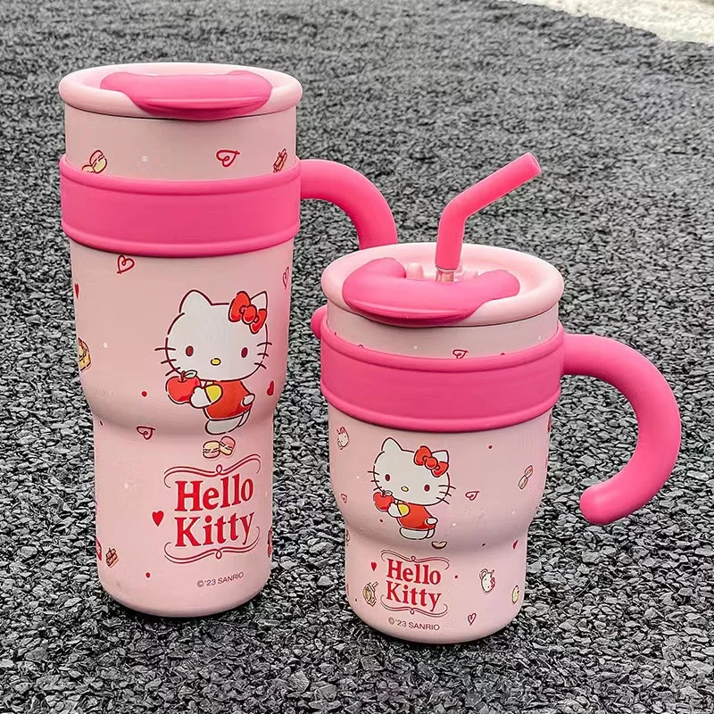 Sanrio  Large Capacity Straw Thermos Cup Hello Kitty Cinnamoroll Cartoon Thermos Bottle Pochacco Sippy Water Cup Insulated  Mug