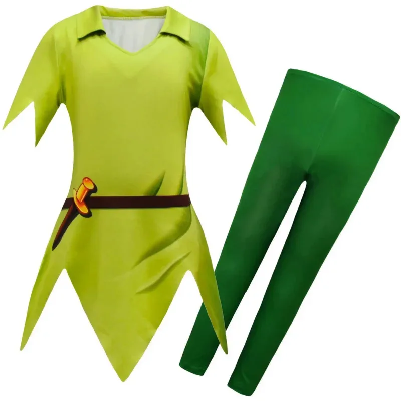 Ragazzi Peter Pan Bambini Anime Costume Cosplay Festa di Carnevale COS T-shirt pantaloni Abito da supereroe Costumi di Halloween per bambini