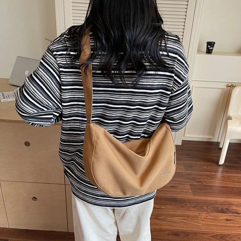 

Нейлоновая маленькая сумка через плечо для женщин, мода 2025, женская сумка на плечо, подмышки, однотонная студенческая парусиновая сумка Bolsas, корейская простая