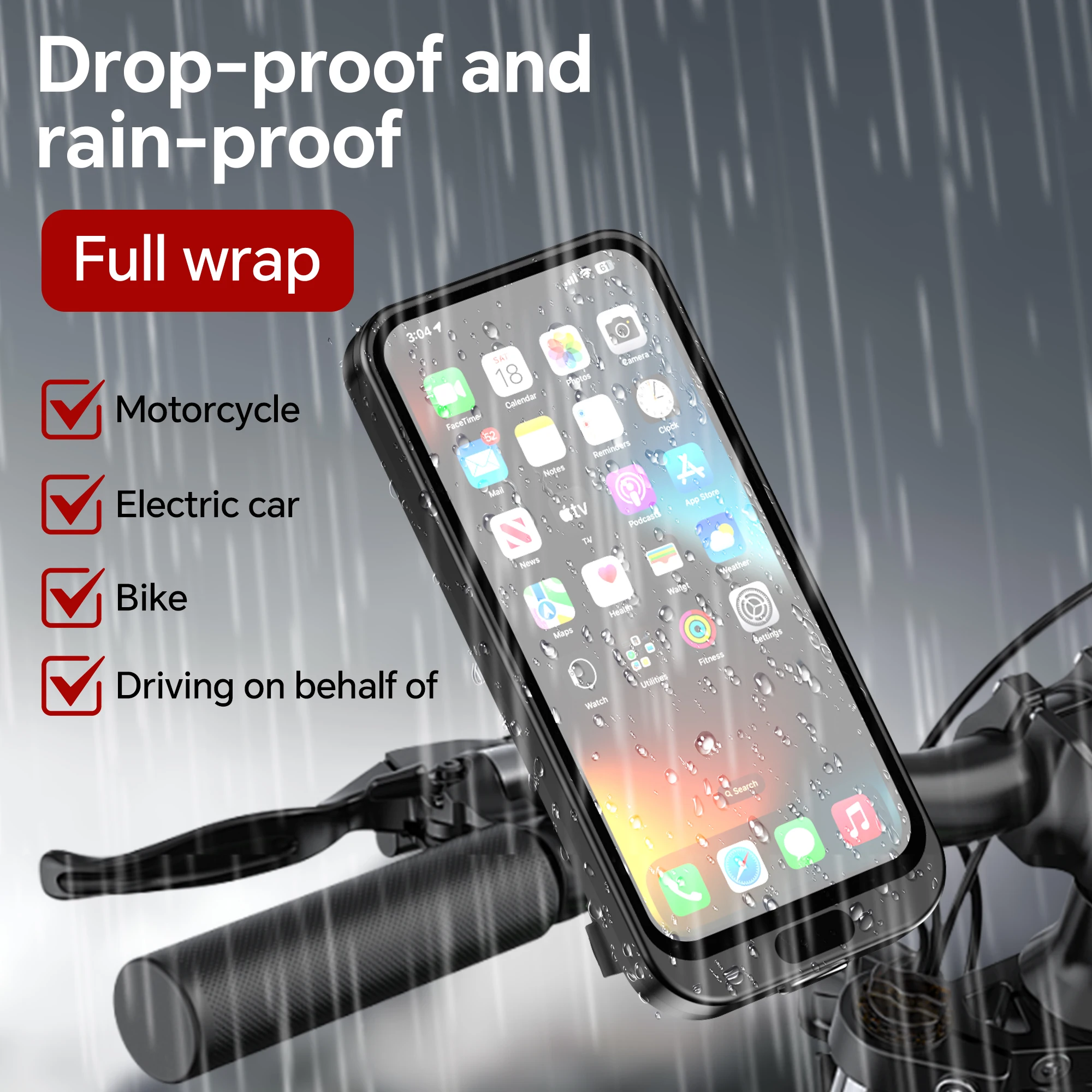 

Motorcycle Bicycle Phone Holder Full Wrap Waterproof Touch Screen 360°Swivel Adjustable Universal Cycling Bike Phone Stand Mount