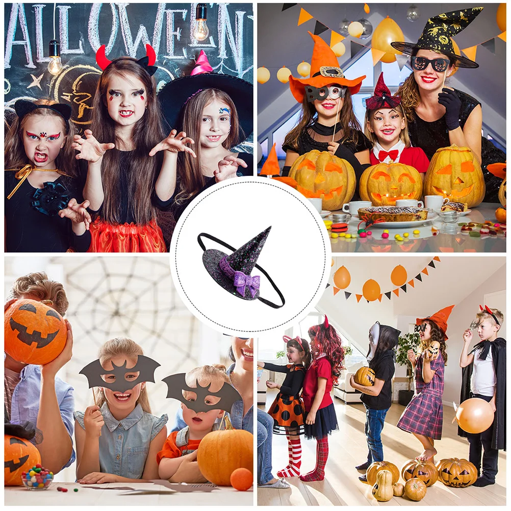 

2 Pcs Hat Halloween Headband Hairband Accessories Cosplay Small Witch with Elastic