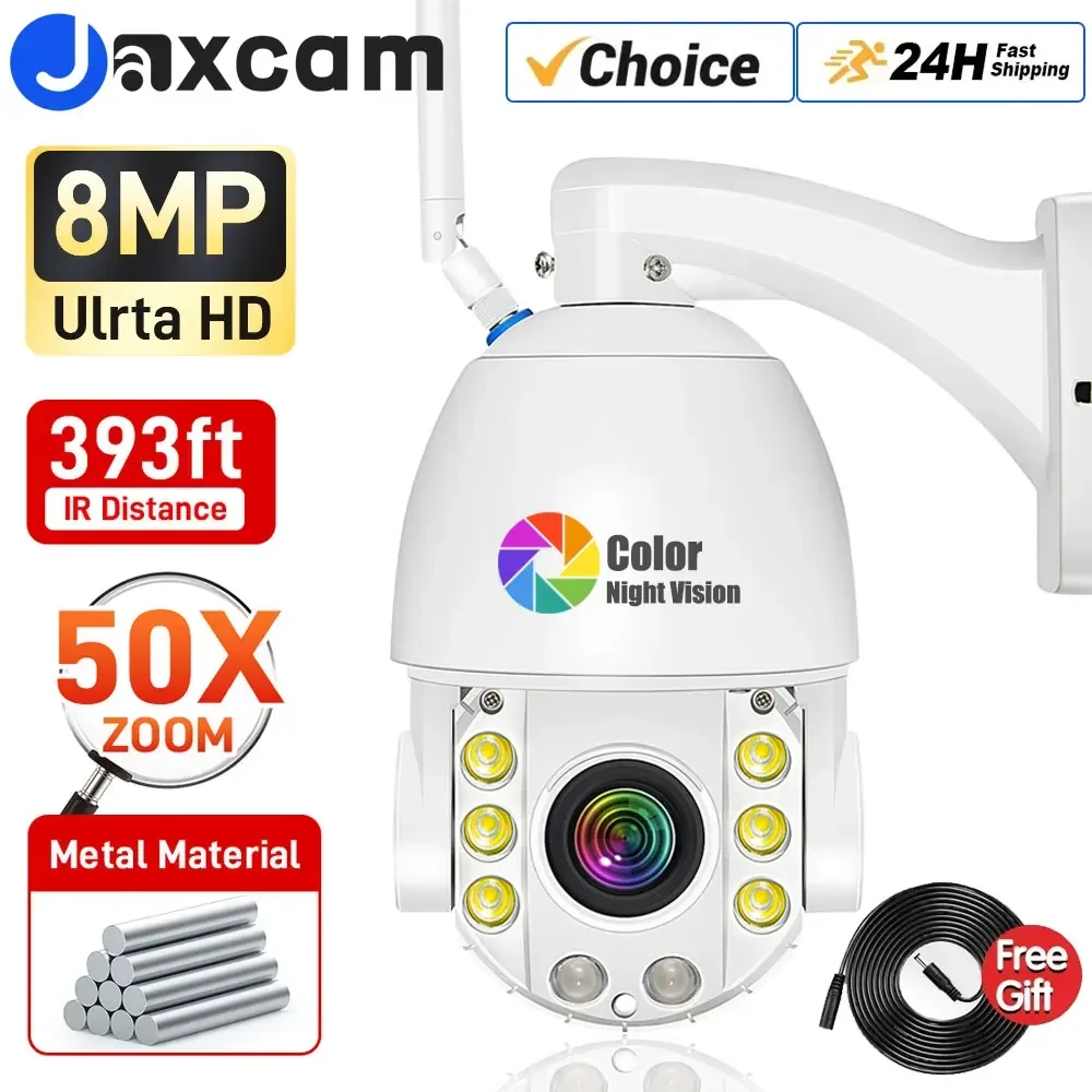 معدن 50X زووم بصري 4K WIFI كاميرا مراقبة 8MP 128G TF بطاقة لاسلكية فيديو الأمن كاميرات IP في الهواء الطلق قبة CCTV iCSee