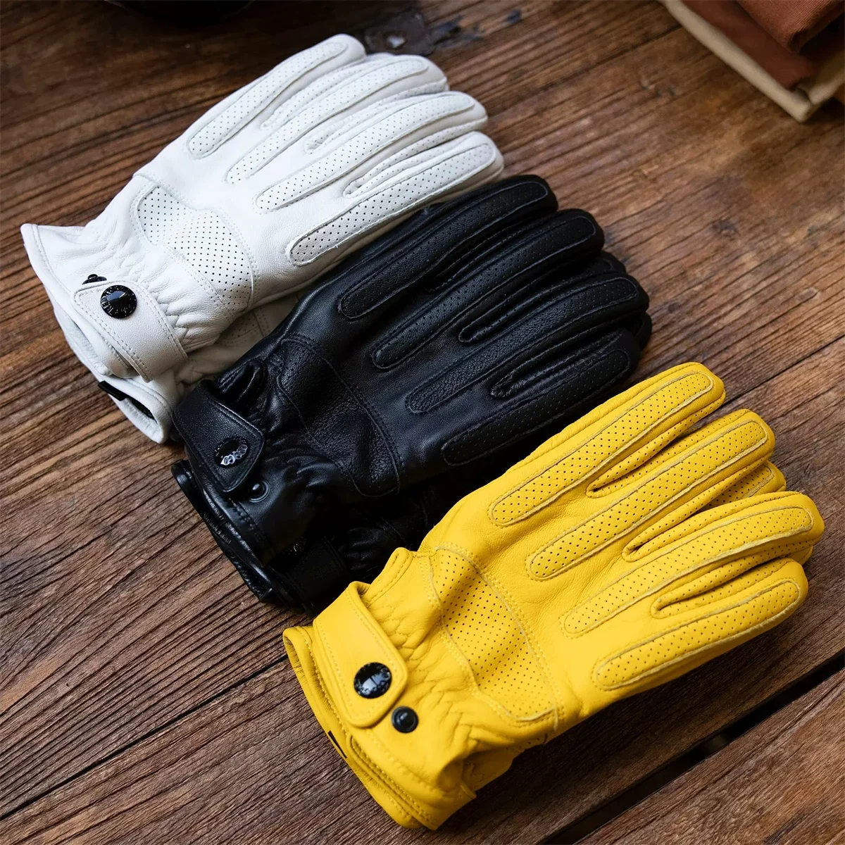 Red Tornado Retro Motorcycle Riding Genuine Leather Gloves Touchscreen Warm Lined Work Gloves