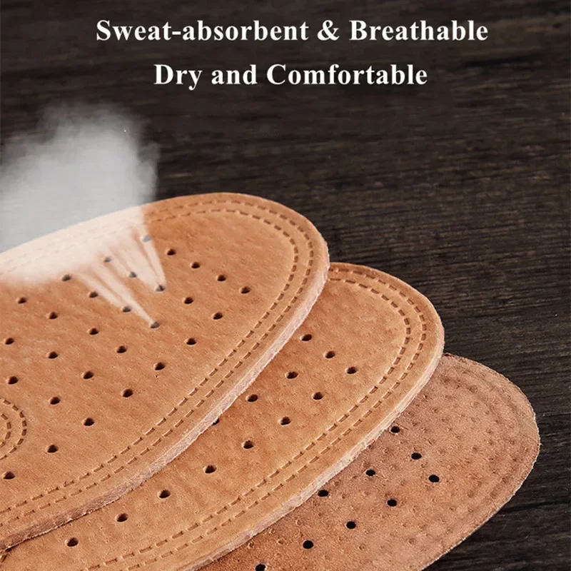 Pigskin Insole Leather Shoes Boots Shoe Inserts Soft Breathable Deodorant Anti-slip Template Shock Absorbing Insoles Sole