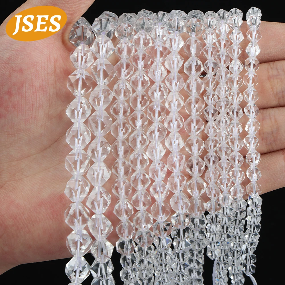 A++ Natural White Crystal Quartz Star Faceted Cut Loose Beads for Jewelry Making Bracelet Necklace DIY Gifts Accessories Charms