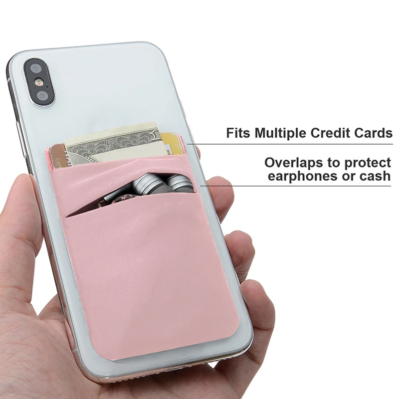 

2PCS Phone Wallet Case Fashion Elastic Cloth Cell Phone Card Holder Credit ID Card Holder Adhesive Sticker Pocket Money Bag