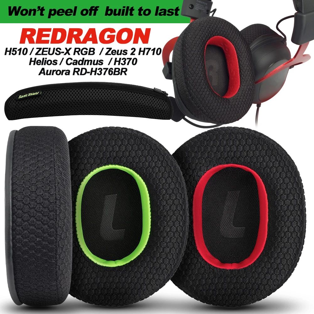 Earphone pads For REDRAGON H510 710 ZEUS-X RGB replacement Earpads headphones Earmuffs Soft cloth Memory Covers Sponge  Protein