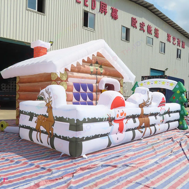 2024 new Deluxe Santa's Grotto Festival decoration 7x5m inflatable Christmas Santa grotto house, Inflatable Christmas booth tent