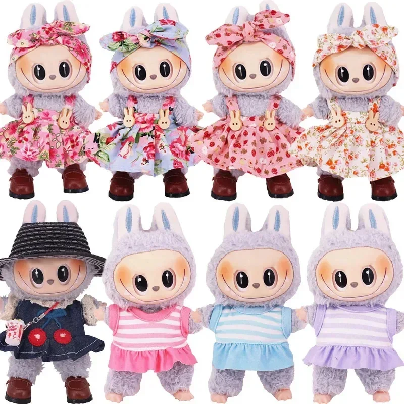 

Plush Vinyl Face Labubu Doll Clothes Skirts Plush Bag Charm Little Clothes Hairband Girl Juguates&Doll Accessories Fashion Toys