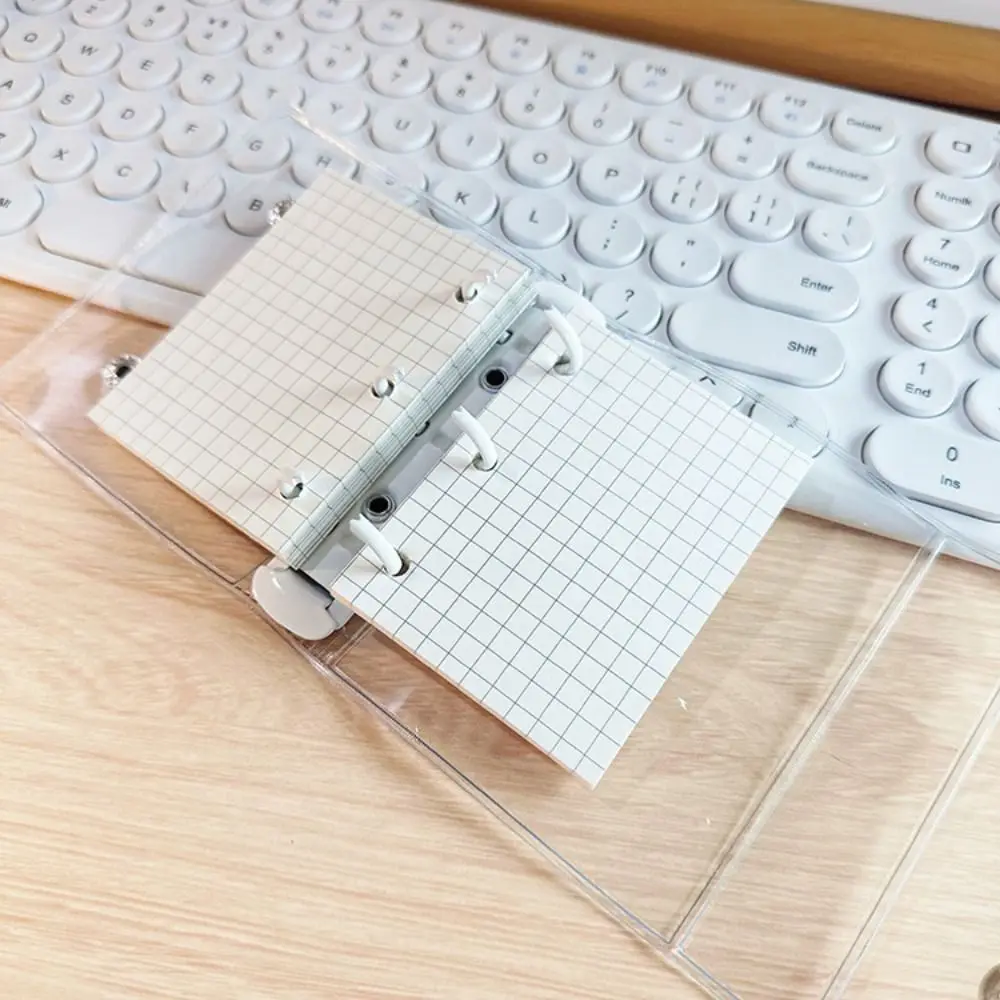 Waterproof PVC A8 binder Transparent Multiple Colors Loose leaf notebook double-buckle 3-hole Mini binder Students