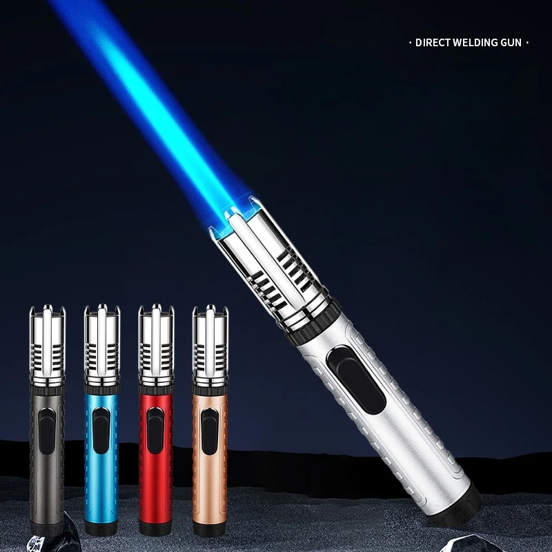 High Temperature Flame Welding Gun High Power Butane Gas Turbine Torch Lighter Safety Lock Switch Outdoor Kitchen Cigar Lighters