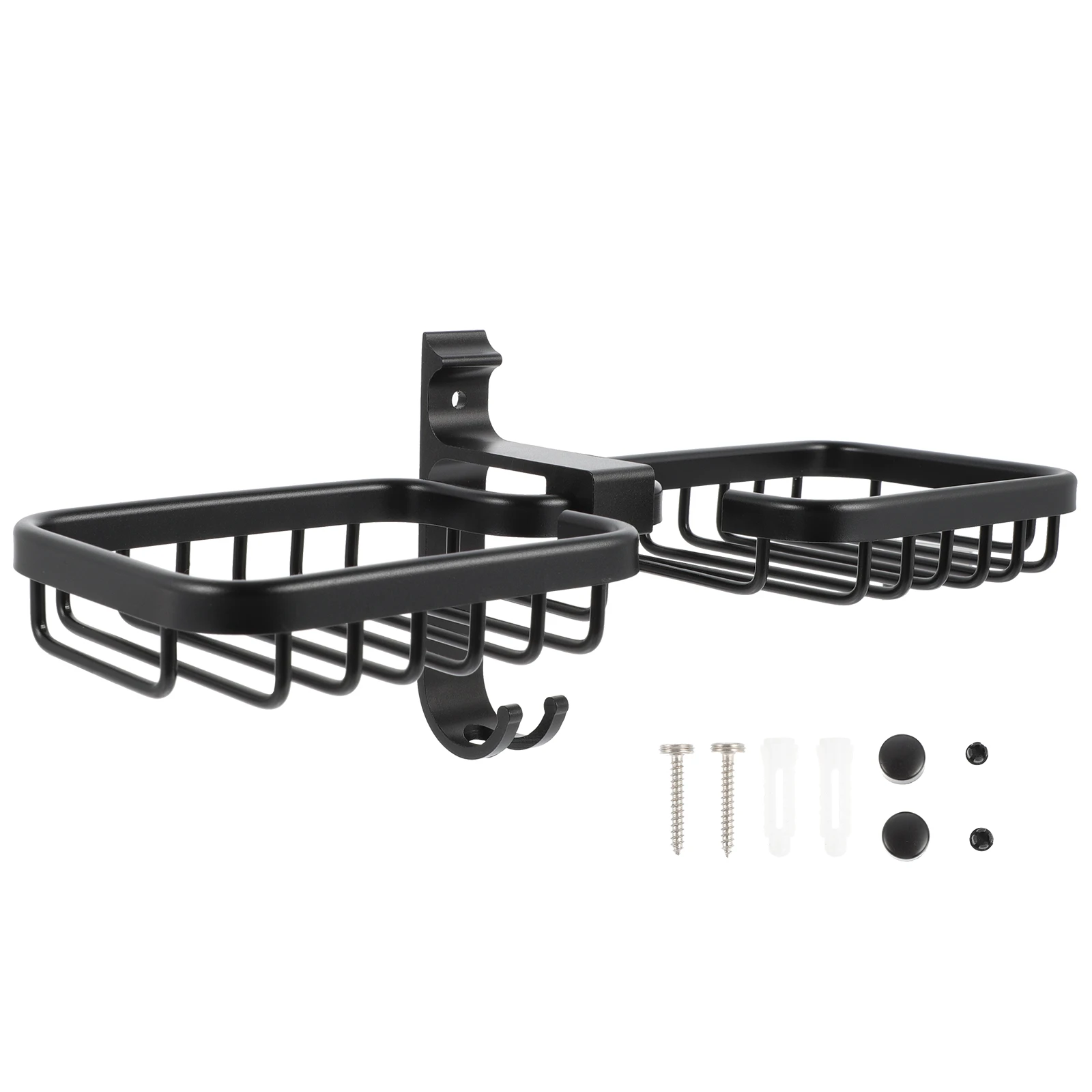

Space Aluminum Holder Punch-Free Rack Soap Drain Dish Black Waterproof Corrosion Resistant Easy Install No Drilling 3