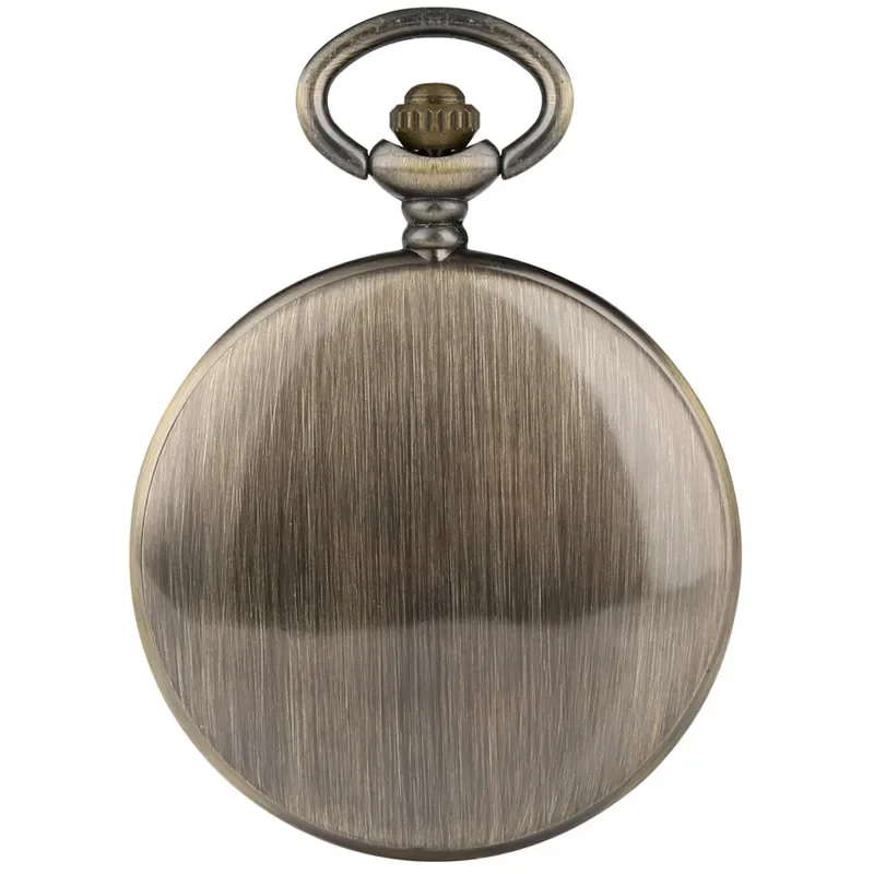 Bronze Skeleton Hand Winding Mechanical Pocket Watch for Men Women Hollow-out Cover Design Roman Number Clock Pendant Chain