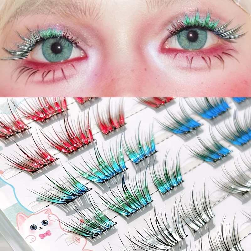 Mixiaohe Christmas Limited Elf Glue Free Cluster Eyelashes 36 Clusters D Curl Segmented Reusable for Party Stage Cosplay