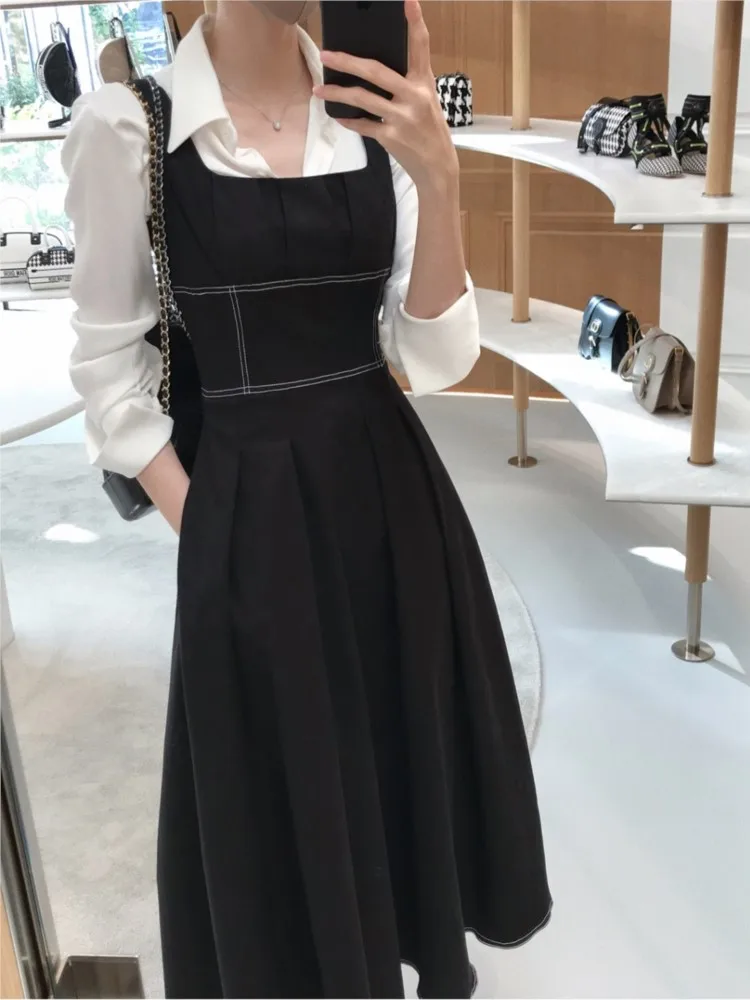 Elegant and Chic Women Fashion Party Dress Sleeveless Strap Casual A-Line Solid Vintage Birthday Clothes Female Robe Vestidos