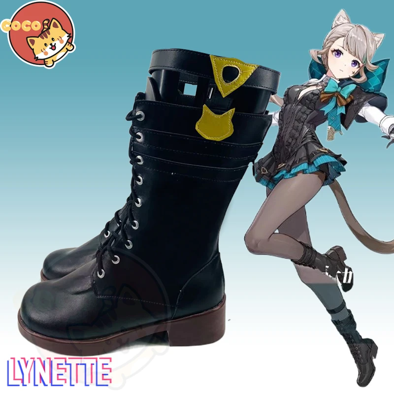 Lynette Cosplay Shoes Game Genshin Impact Lynette Shoes Black High Heels Unisex Role Play Any Size Shoes CoCos