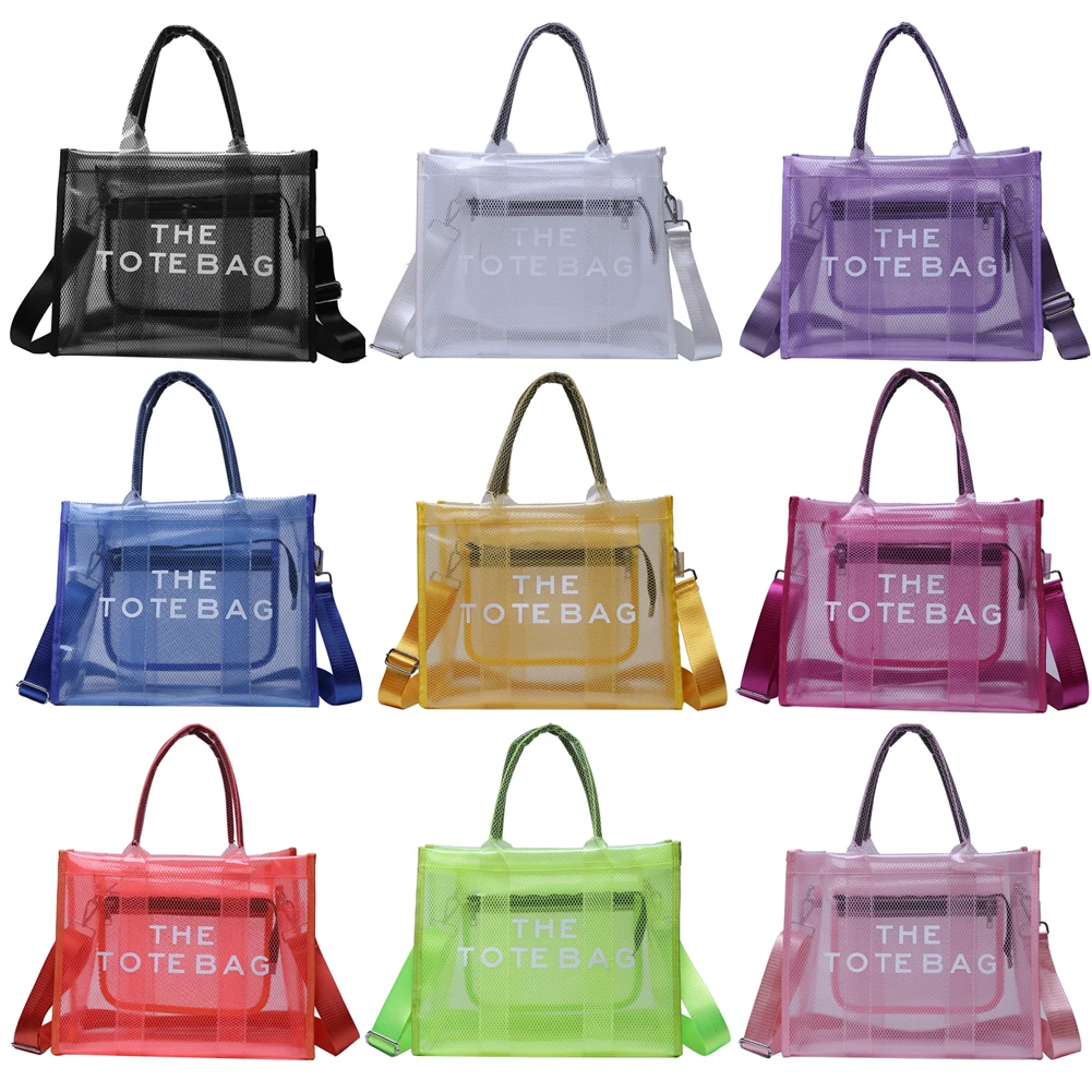 Transparent Letters Handbags PVC Jelly Women Large Clear Shoulder Messenger Bag