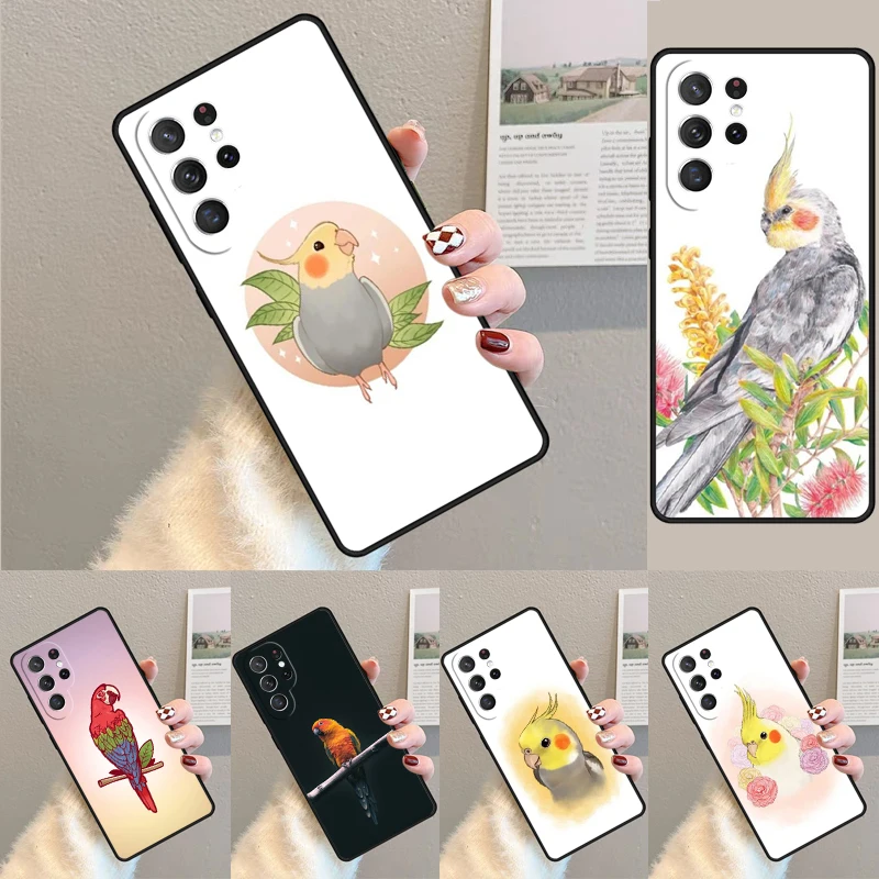 Cover For Samsung Galaxy S24 Ultra S21 S22 S8 S9 S10E Note 10 20 Plus FE S23 Parrot Bird Phone case Coque