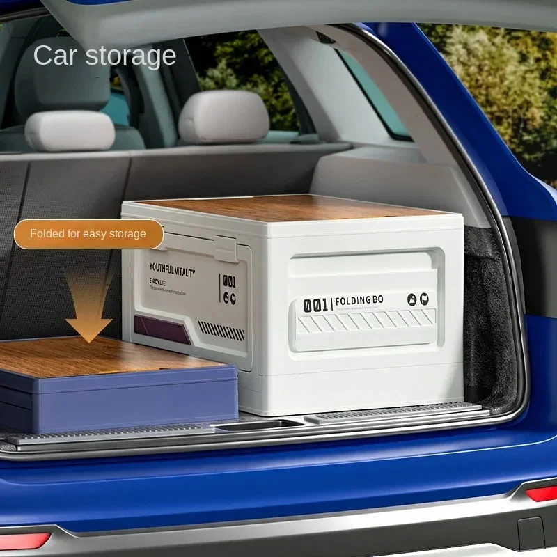 Outdoor Storage Box Camping Folding Box Camping Organizer Car Trunk Wooden Lid Industrial Air Storage Box Home Storage