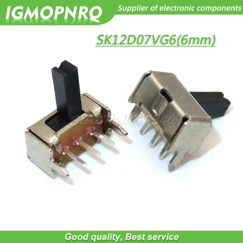 50pcs SK12D07VG2/3/4/5/6 Miniature Slide Switch SPDT 3 Pin PCB 2 Position 1P2T Side Knob Handle High 2/3/4/5/6mm IGMOPNRQ