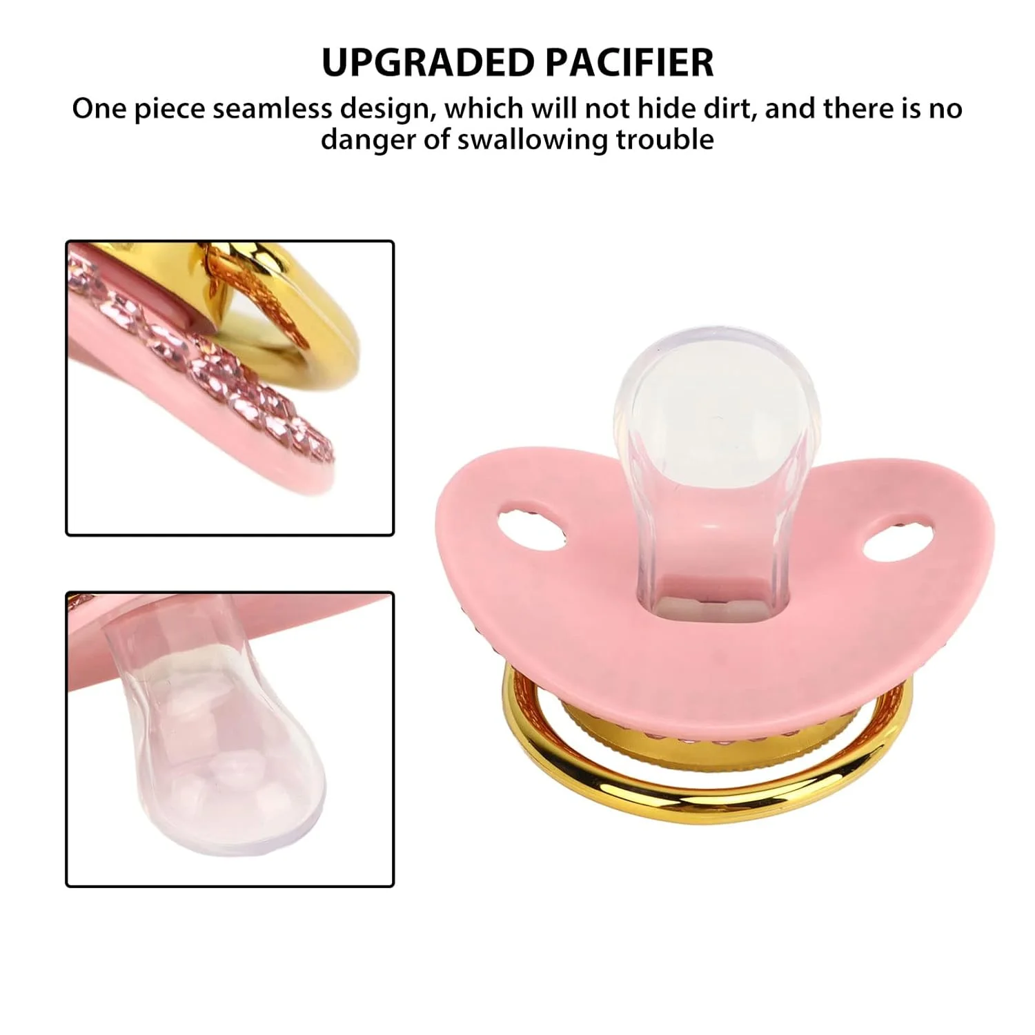 Baby Silicone Pacifier with Jewellery Pacifier Chain Clip with Dust Cover BPA Free Perfect Gift for Newborns