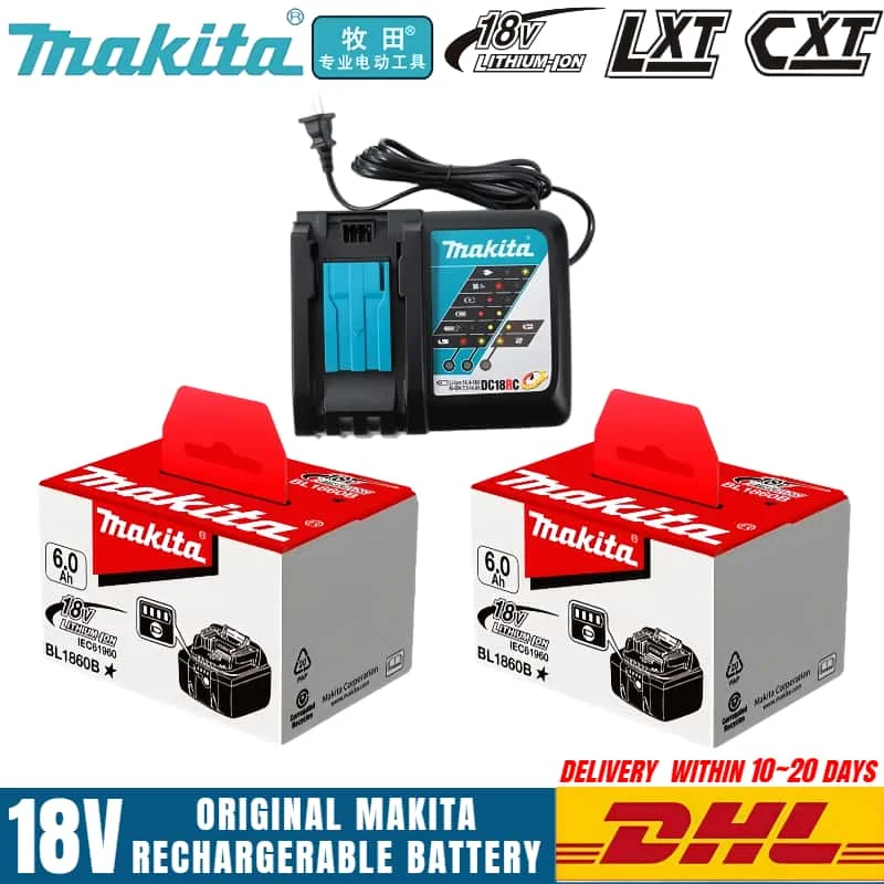 

Authentic Makita Battery 18v 6Ah BL1860 BL1850B BL1850 BL1840 BL1830 battery& charger 18v Replacement Power Tool Batteries