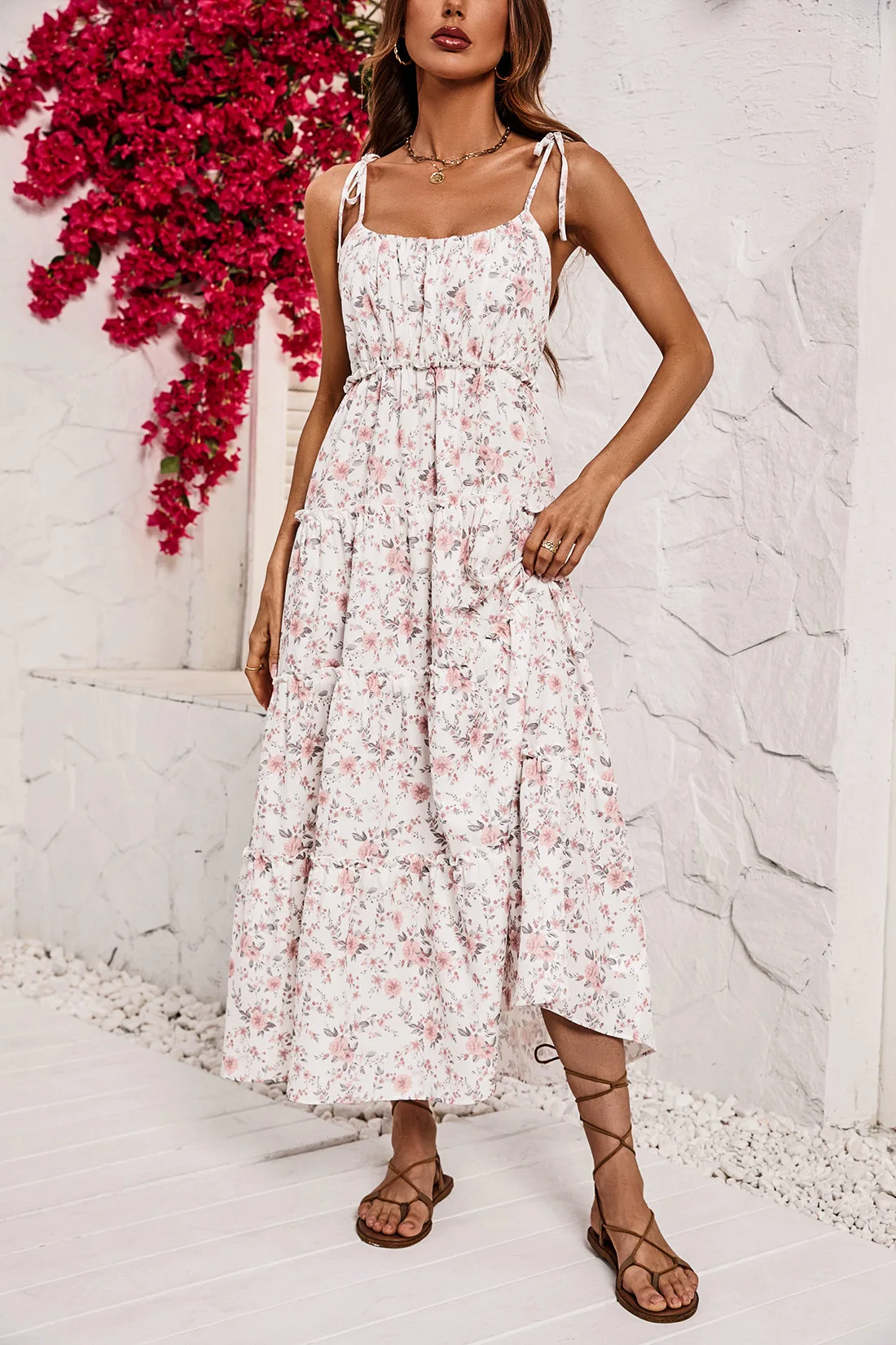 

WildPinky 2024 New Casual Long Women Print Dress Boho Female Slash Neck Summer Spaghetti Strap Holiday Beach Dress Vestidos