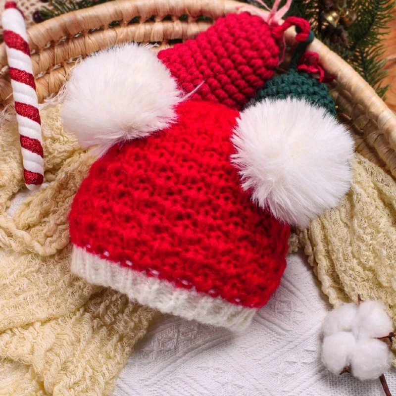 Casquettes respirantes avec pompons, Bonnet pour bébé, accessoires photographie, chapeau noël, chapeau respectueux