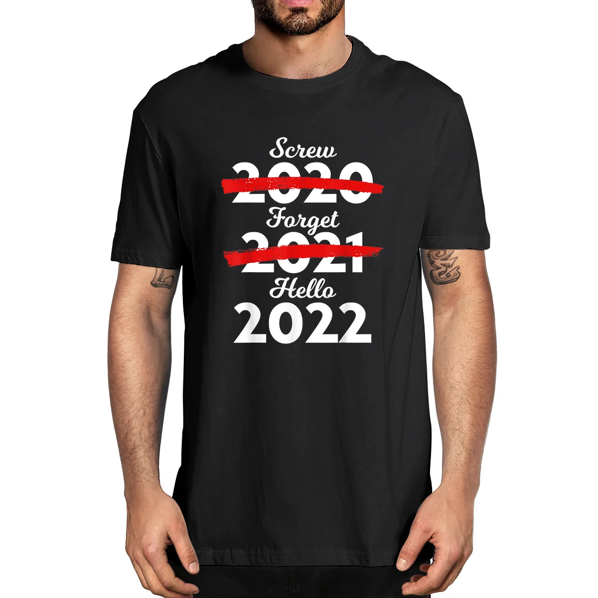 100% Cotton Goodbye 2021 Hello 2022 Merry Christmas Happy New Year Summer Men's Novelty T-Shirt Women Casual Streetwear Soft Tee