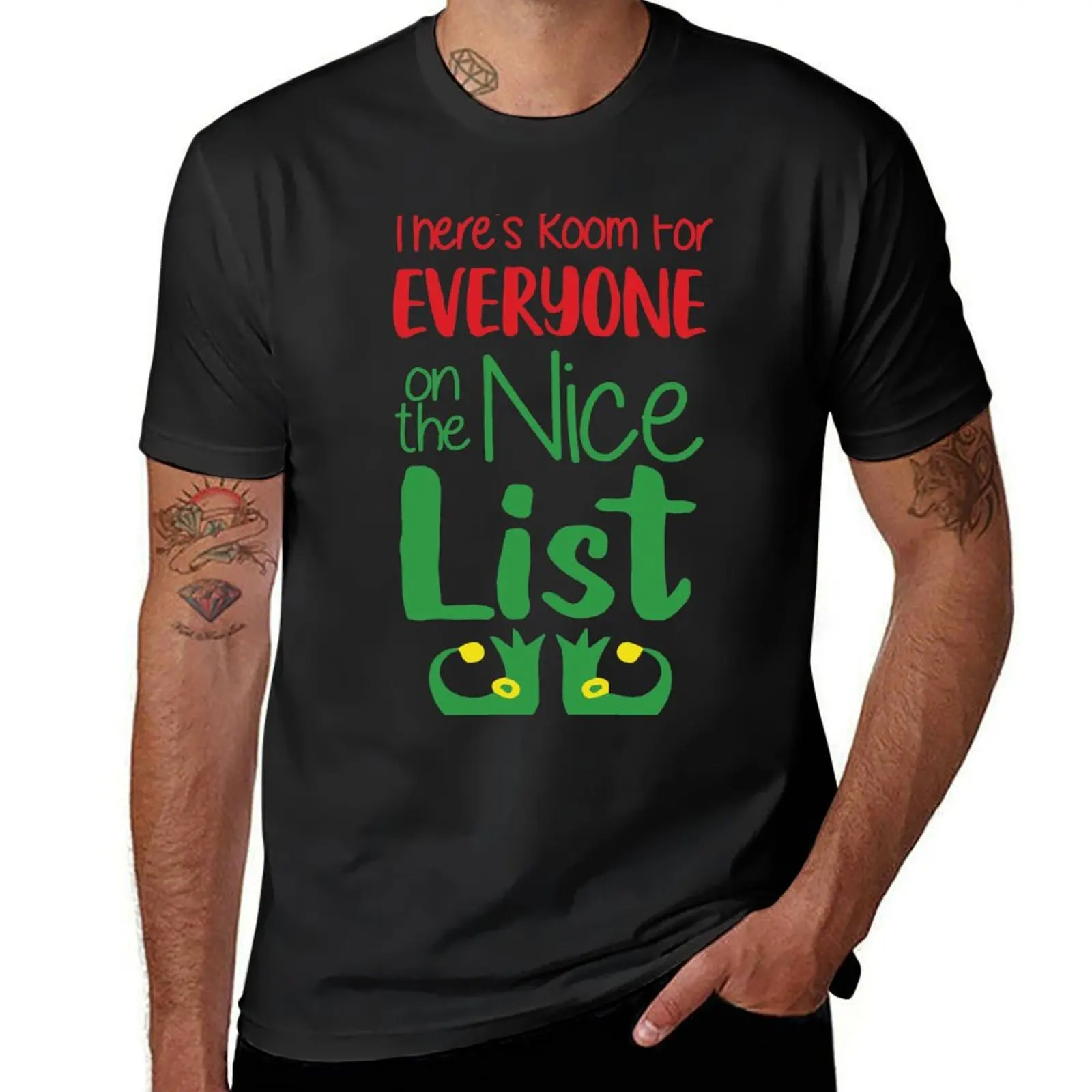 There's room for everyone on the nice list T-Shirt summer tops graphics customs tops mens white t shirts