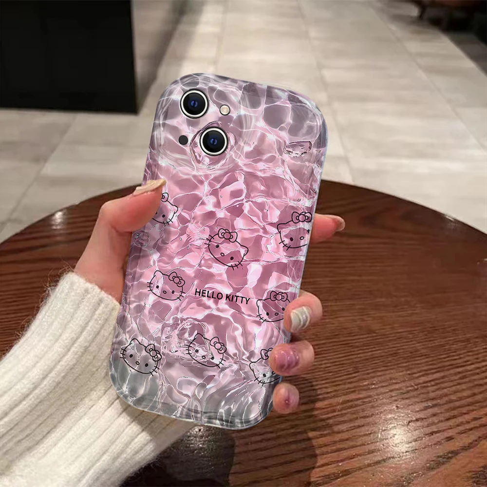 Cute Sanrios Hellos Kittys Clear Silicone Hot 3D Wave Phone Case For OPPO Reno 11 F 8 T 7 Z 6 5 4 Pro F23 F11 F9 4G 5G Cover